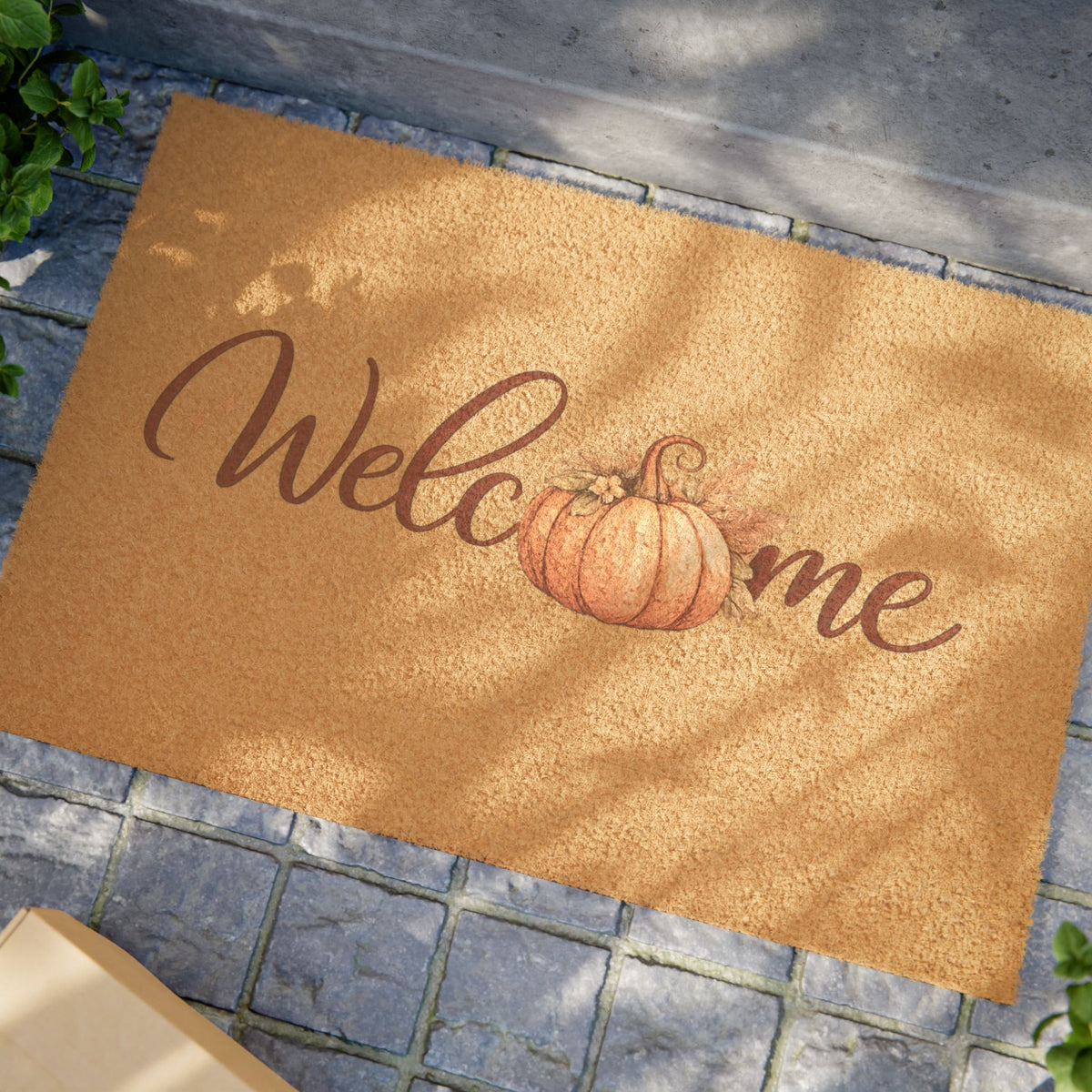 Welcome Pumpkin Doormat — Autumn Fall Front Door Mat