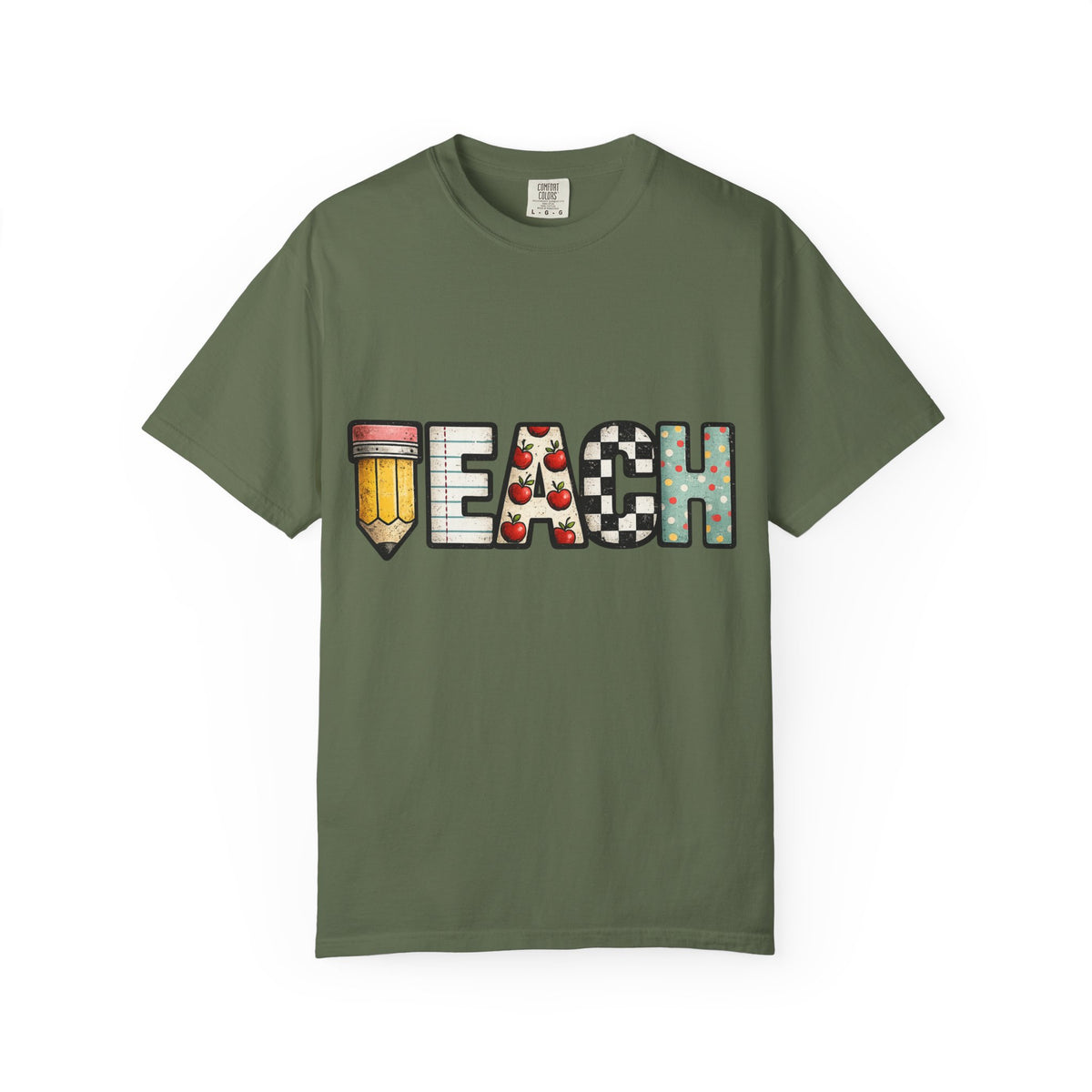Teach Graphic T-Shirt — Cute Pencil & School Icons Teacher Tee