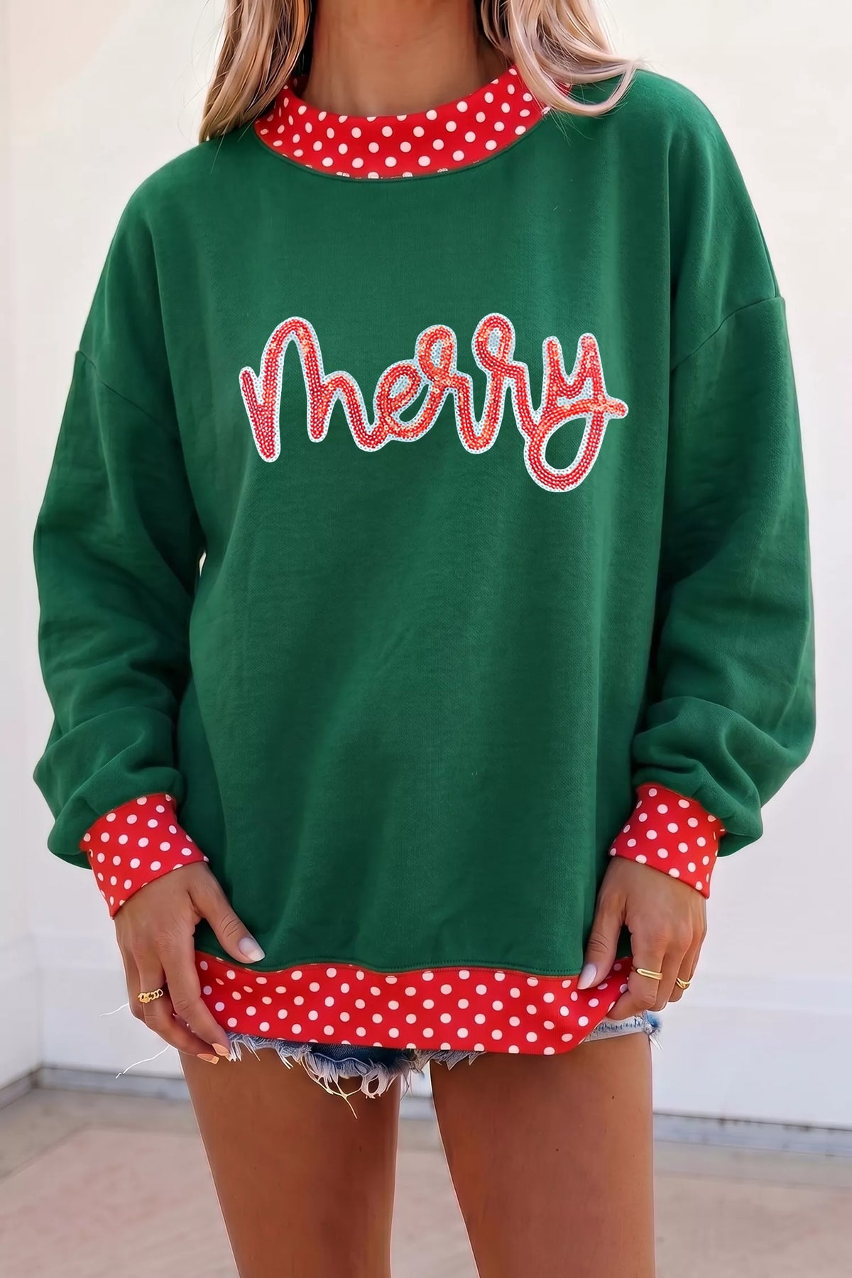 Christmas Sequin Merry Slogan Tunic Holiday Sweatshirt – Harrison House