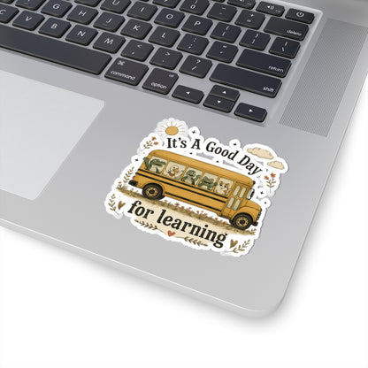 It’s a Good Day for Learning Sticker — Cute School Bus Animal Kiss-Cut Sticker