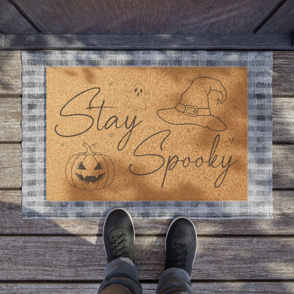 Stay Spooky Doormat — Halloween Welcome Mat with Witch Hat & Jack-O’-Lantern