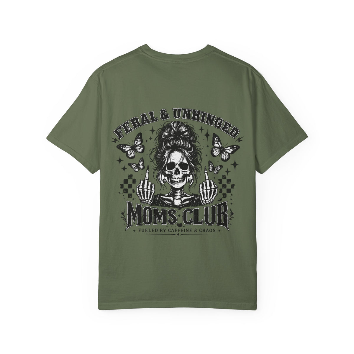 Moms Club T‑Shirt — "Feral & Unhinged" Skull Mom Graphic Tee