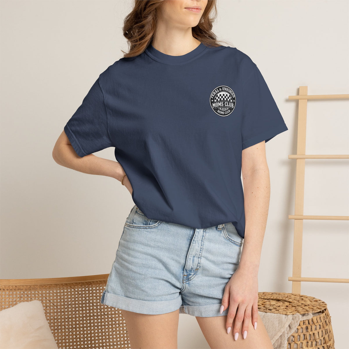 Moms Club T‑Shirt — "Feral & Unhinged" Skull Mom Graphic Tee