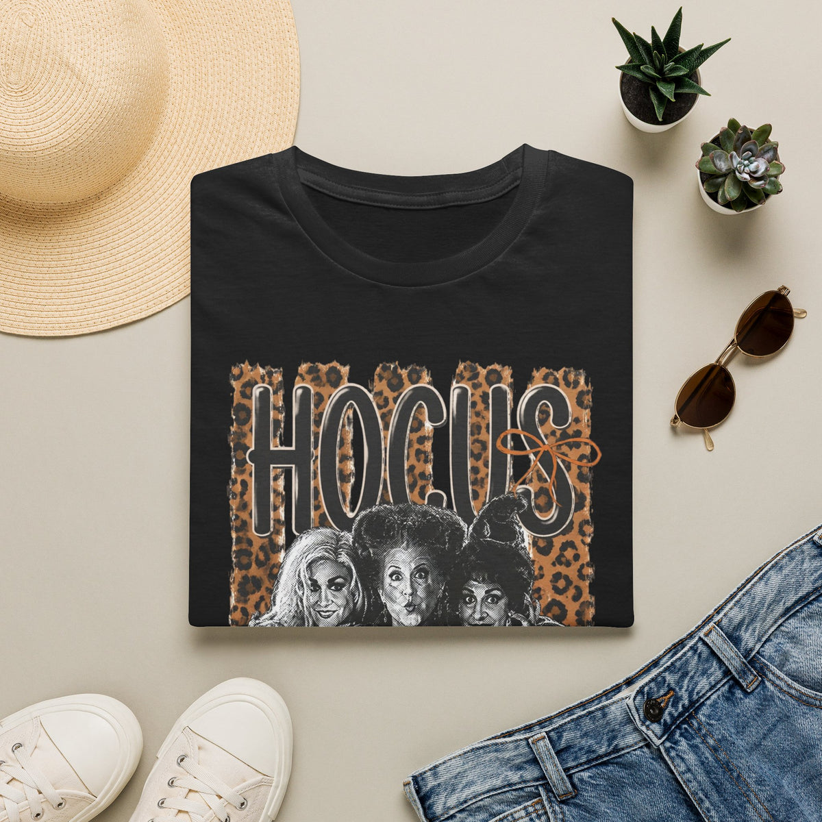 Hocus Pocus Leopard Witch Tee — Retro Halloween Spellbound T‑Shirt