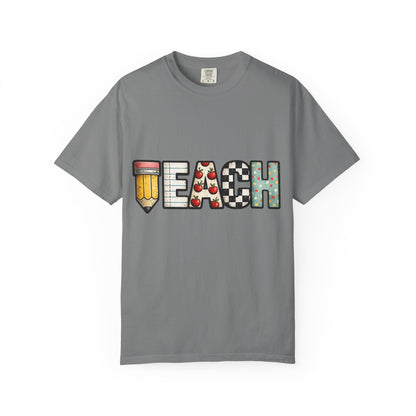 Teach Graphic T-Shirt — Cute Pencil & School Icons Teacher Tee