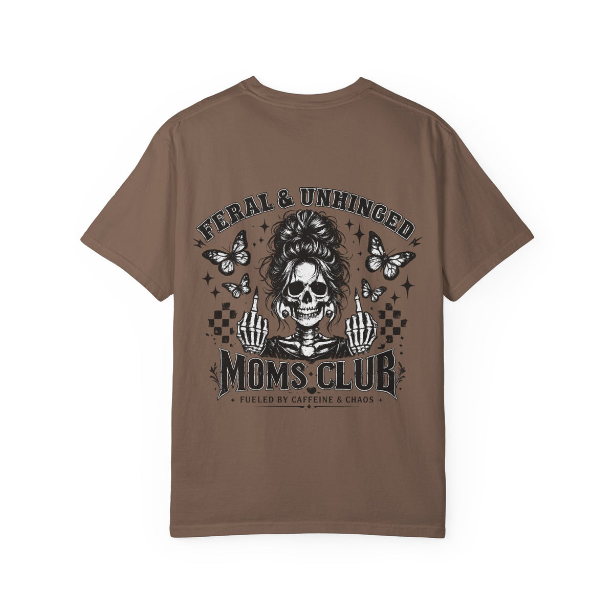 Moms Club T‑Shirt — "Feral & Unhinged" Skull Mom Graphic Tee