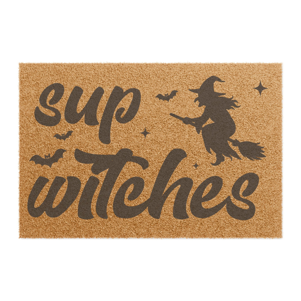 Doormat — "Sup Witches" Halloween Coir Welcome Mat with Witch & Bats
