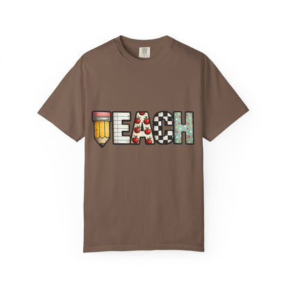 Teach Graphic T-Shirt — Cute Pencil & School Icons Teacher Tee
