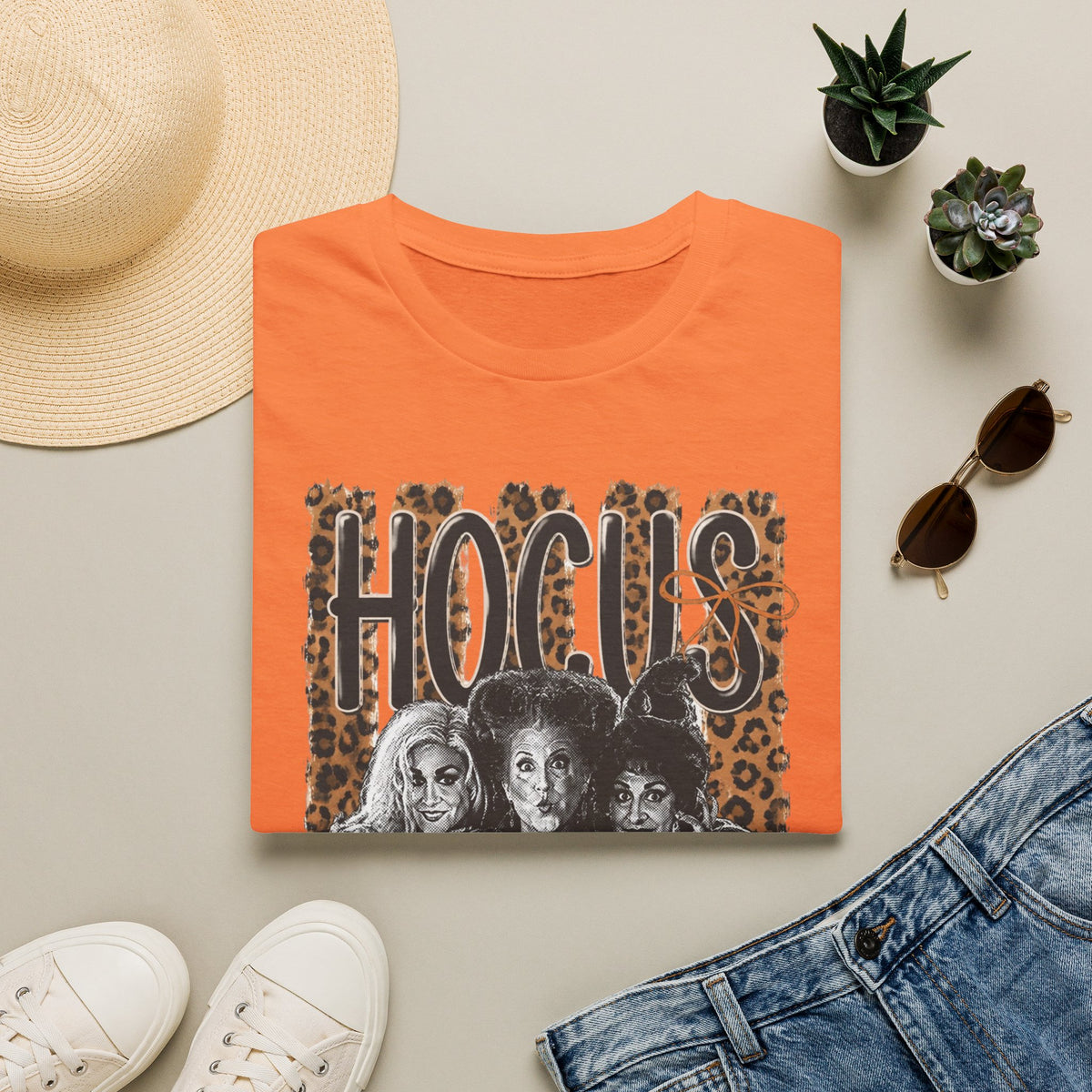 Hocus Pocus Leopard Witch Tee — Retro Halloween Spellbound T‑Shirt