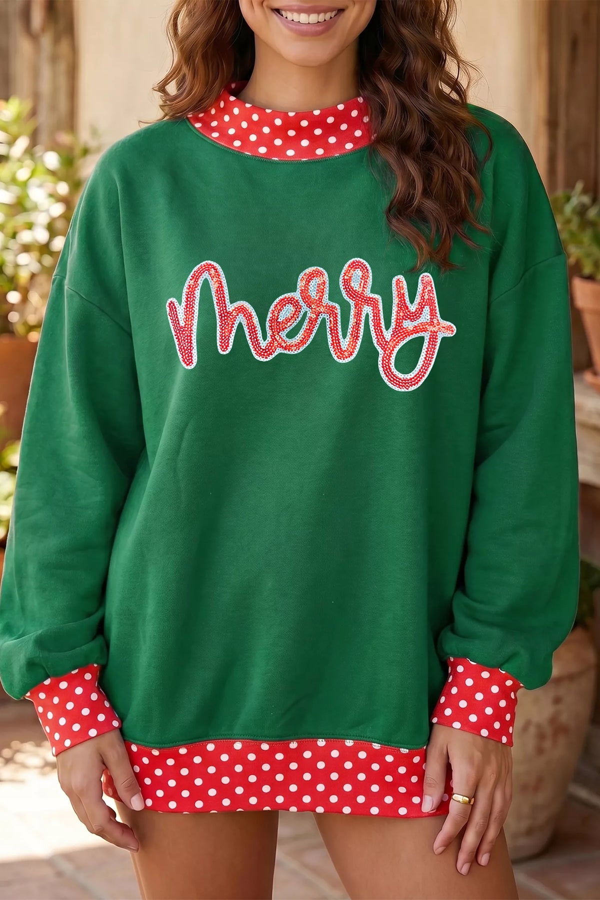Christmas Sequin Merry Slogan Tunic Holiday Sweatshirt – Harrison House