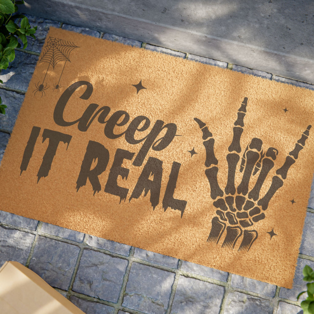 Creep It Real Doormat – Halloween Skeleton Hand Welcome Mat