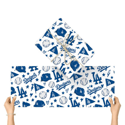 3Pack Gift Wrapping Paper Sheets (Made in USA) dodgers wrapping