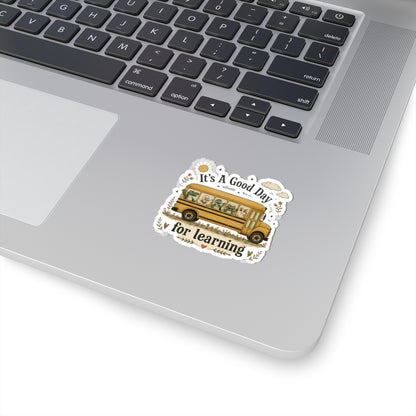 It’s a Good Day for Learning Sticker — Cute School Bus Animal Kiss-Cut Sticker