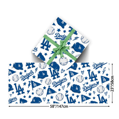 3Pack Gift Wrapping Paper Sheets (Made in USA) dodgers wrapping