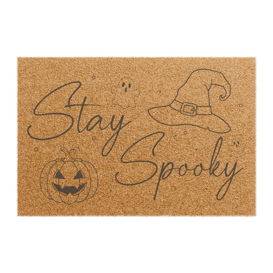 Stay Spooky Doormat — Halloween Welcome Mat with Witch Hat & Jack-O’-Lantern