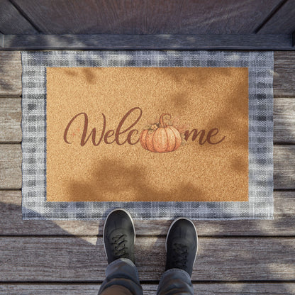 Welcome Pumpkin Doormat — Autumn Fall Front Door Mat