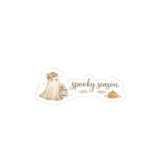Spooky Season Kiss-Cut Sticker — Cute Ghost & Pumpkin Fall Halloween Decal