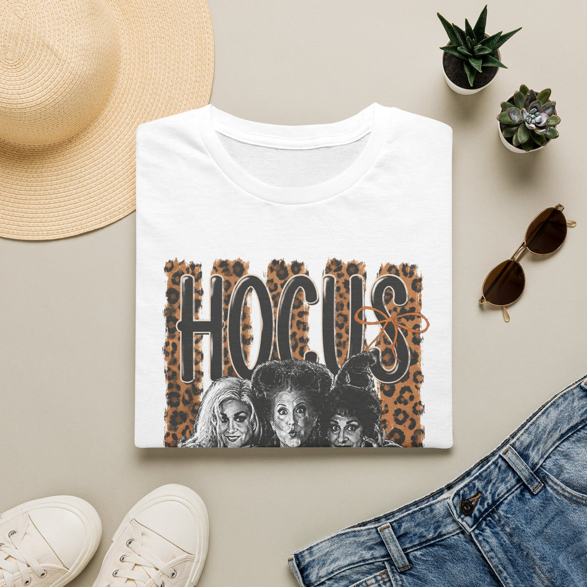 Hocus Pocus Leopard Witch Tee — Retro Halloween Spellbound T‑Shirt