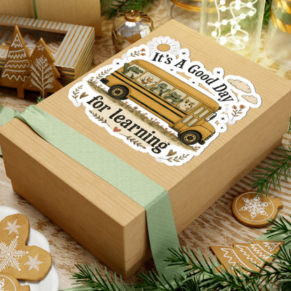 It’s a Good Day for Learning Sticker — Cute School Bus Animal Kiss-Cut Sticker