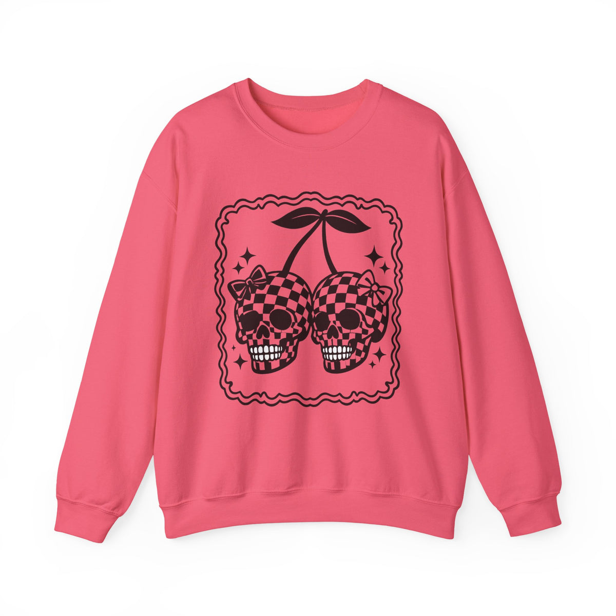 Skull Cherries Sweatshirt – Checkerboard Skull Cherry Graphic Crewneck