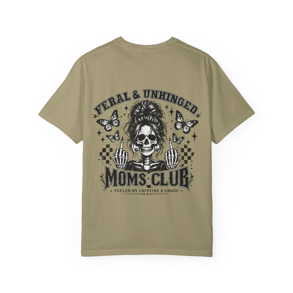 Moms Club T‑Shirt — "Feral & Unhinged" Skull Mom Graphic Tee